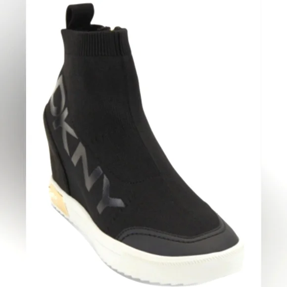 DKNY- WOMEN'S CATELIN SLIP-ON WEDGE SNEAKERS IN BLACK - Picture 1 of 2
